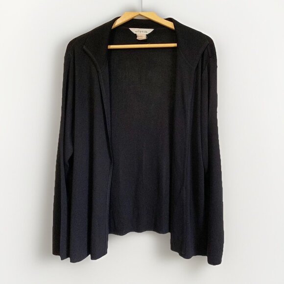Exclusively Misook Women’s XL Knit Open Cardigan Blazer Black Quiet Luxury - Picture 1 of 8